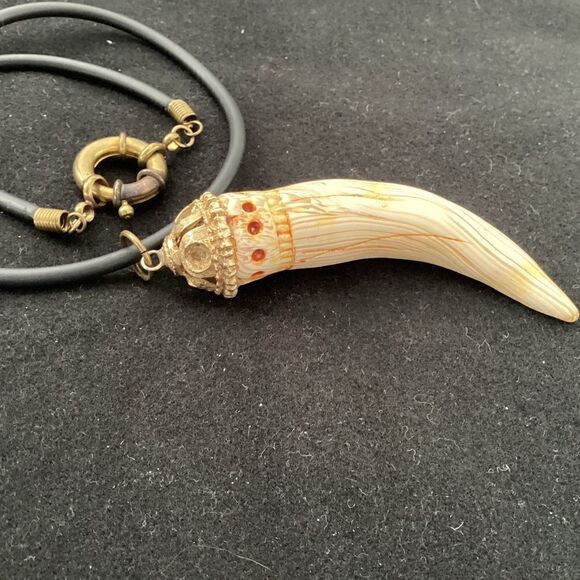 OOAK handmade necklace faux ivory pendant. J0033 - Picture 4 of 6